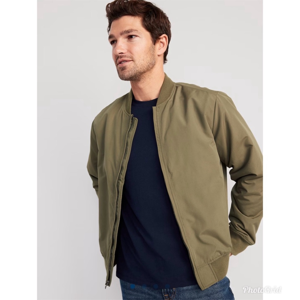 Old Navy men’s water resistant bomber, xl, stone wall color